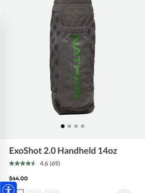 Nathan ExoShot 2.0 Handheld Water Bottle - Gray with Green Logo